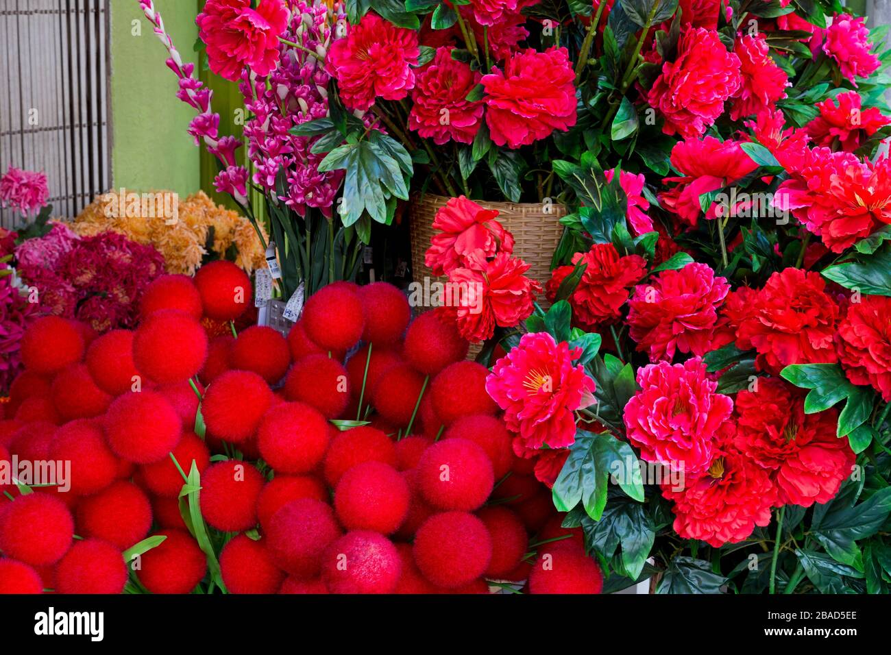 Artificial flowers in Chinatown,Kuala Lumpur,Malaysia,Asia Stock Photo