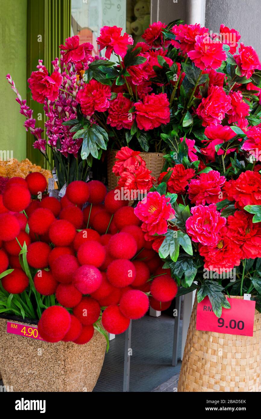 Artificial flowers in Chinatown,Kuala Lumpur,Malaysia,Asia Stock Photo