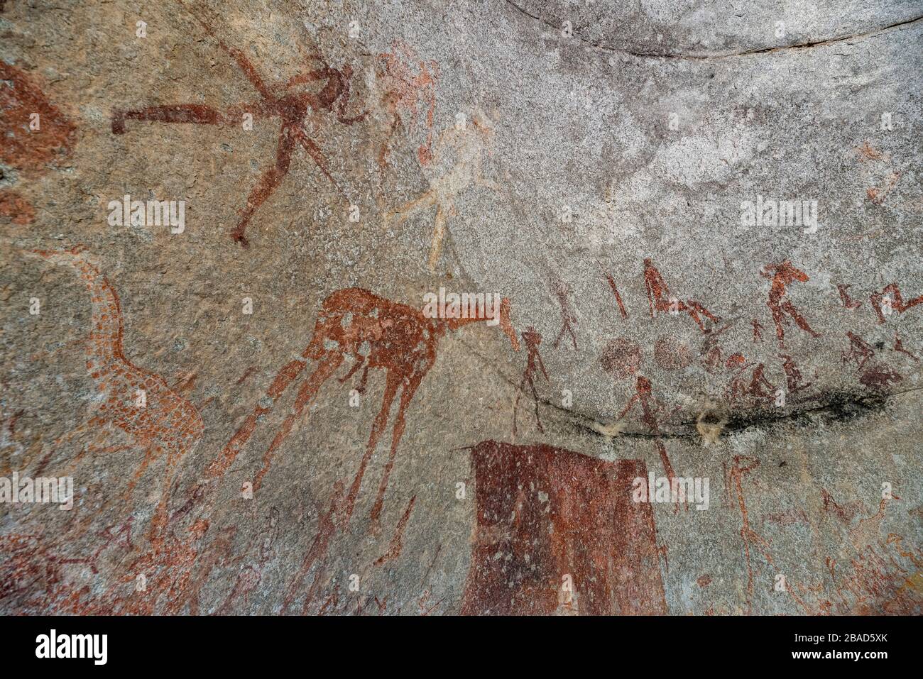 San rock art in Silozwane Cave, Matobo National Park, Zimbabwe Stock Photo