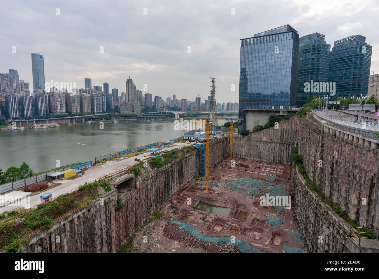 Huge construction site in Chongqing Stock Photo
