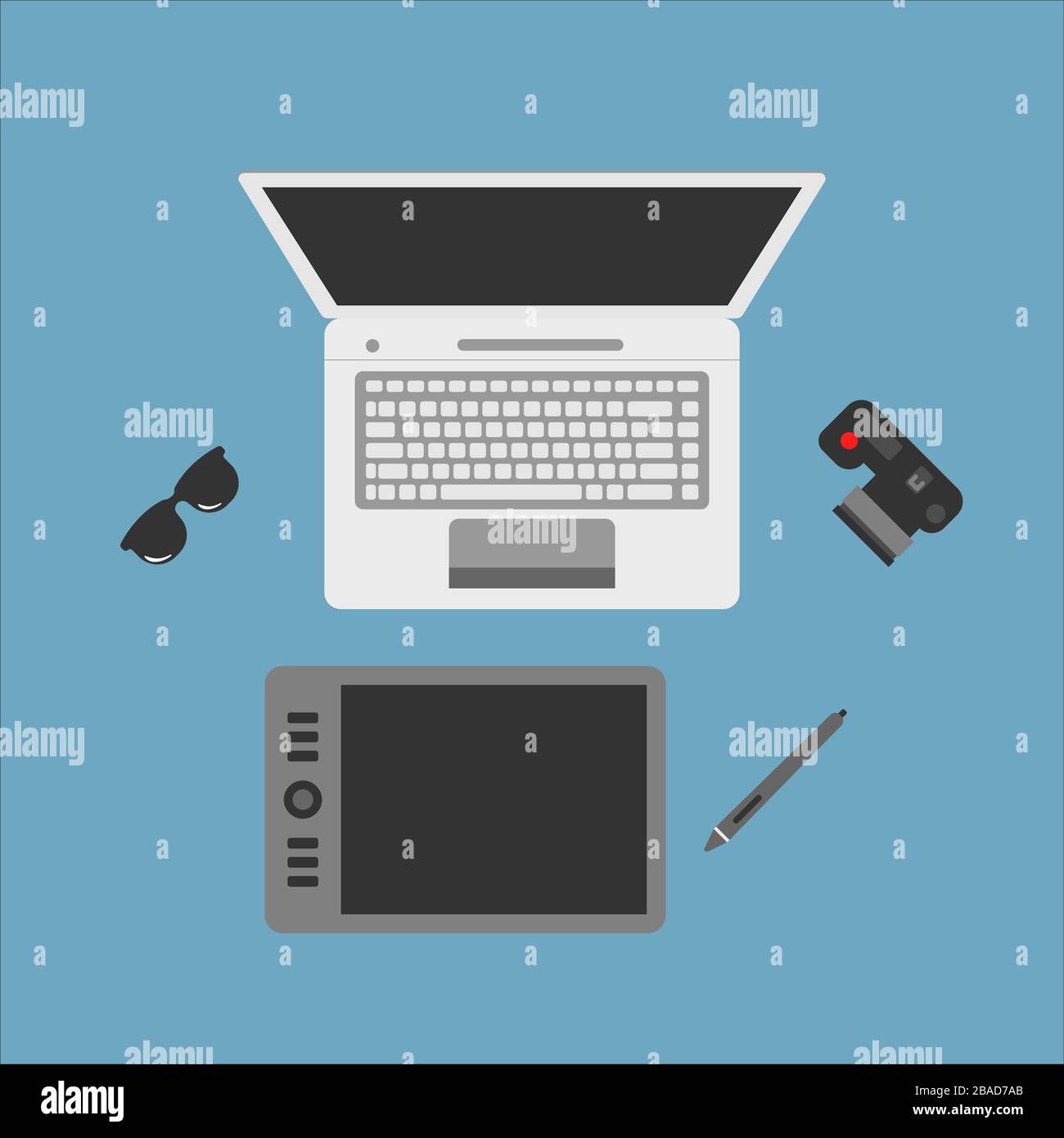 workplace for freelance, work from home, stay at Stock Vector