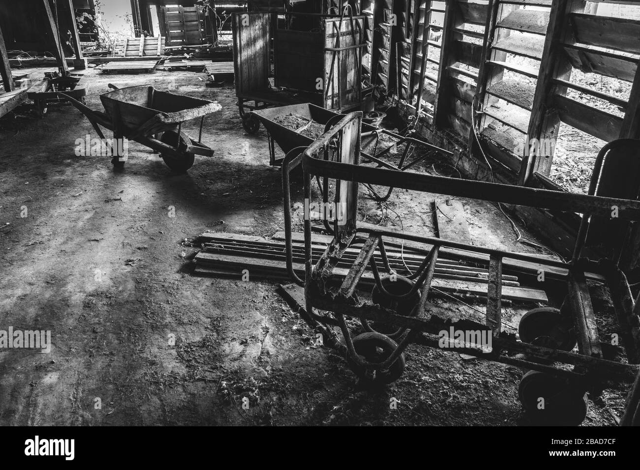 Urbex, Old abandoned workplace. Stock Photo