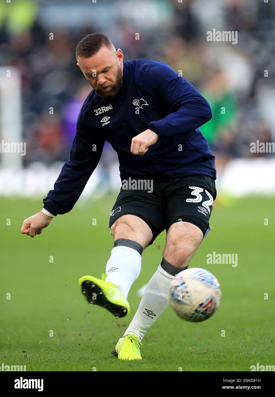 Derby County's Wayne Rooney during the pre-match warmup Stock Photo