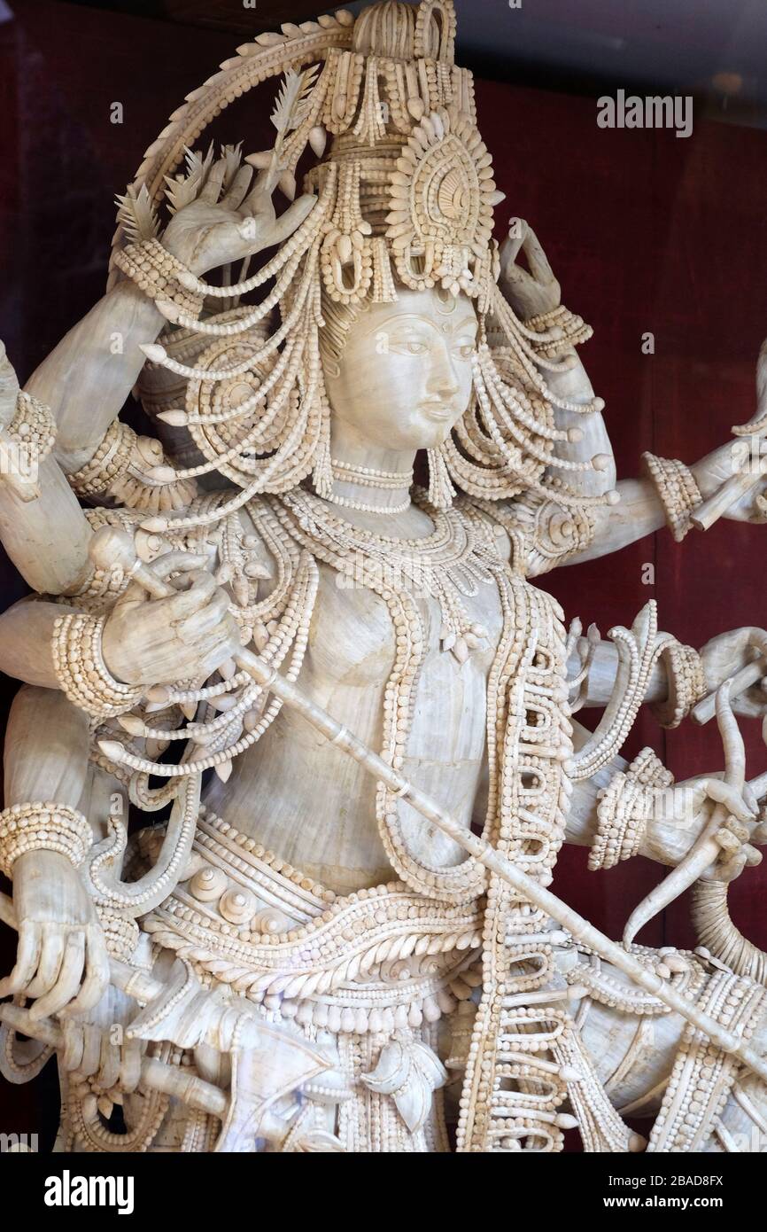 Statue of Goddess Durga exposed in the Prince of Wales Museum, now known as The Chhatrapati Shivaji Maharaj Museum in Mumbai, India Stock Photo