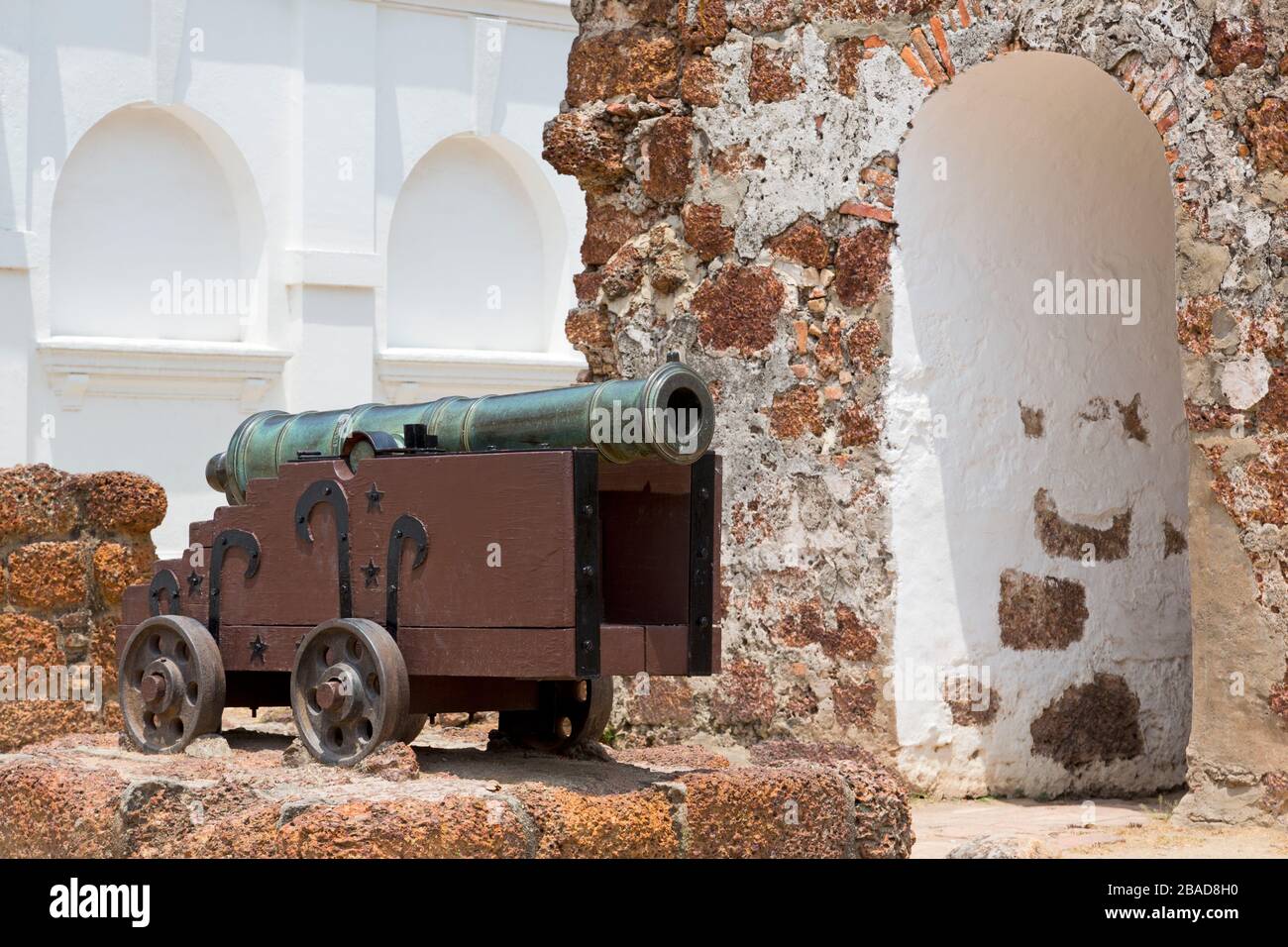 Cannon in Porta de Santiago,Malacca City,Malaysia,Asia Stock Photo