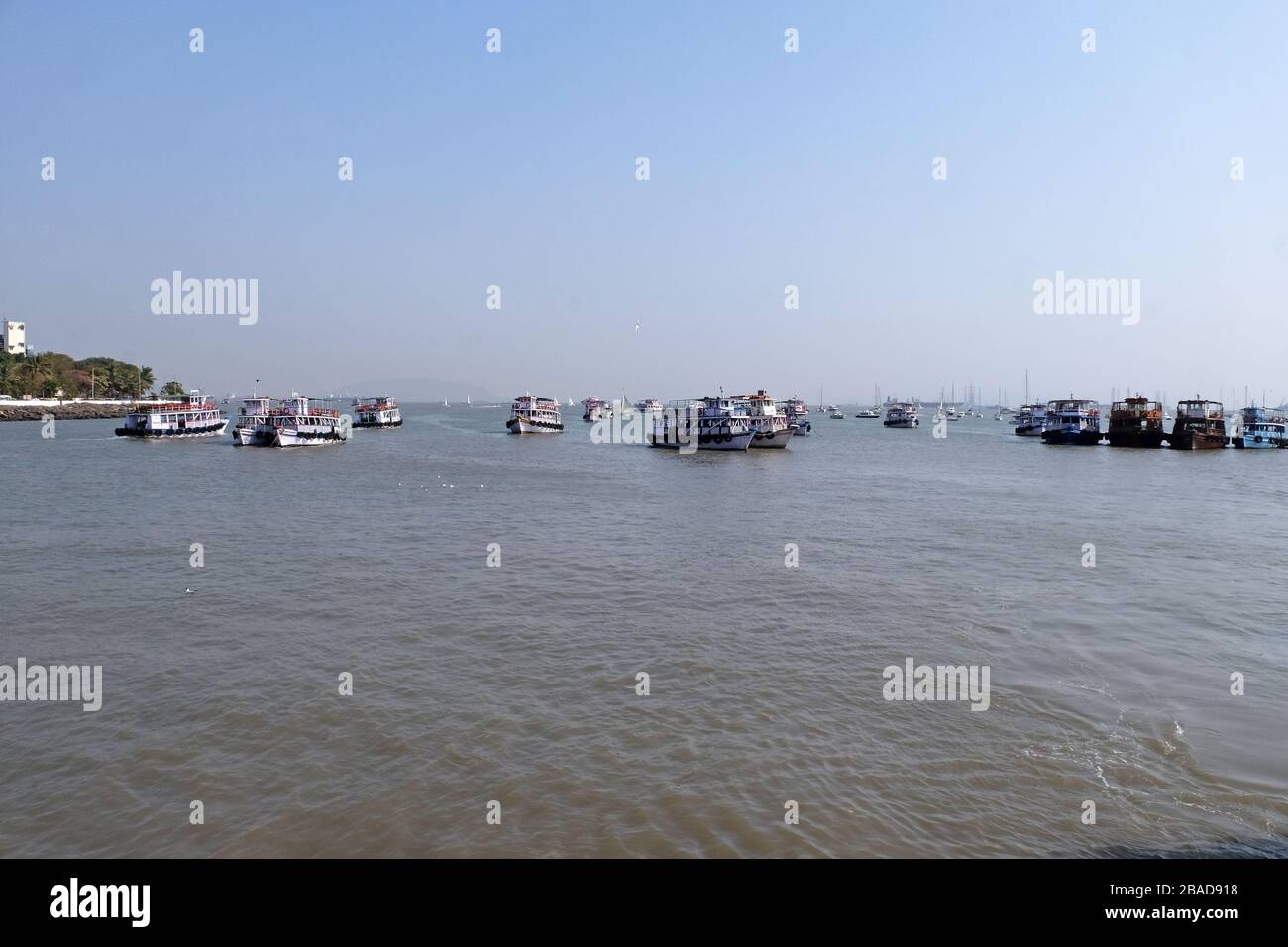 Ferries near the Gateway of India in Mumbai, India Stock Photo