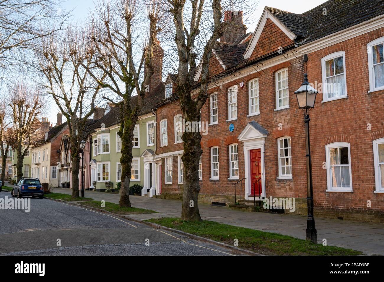 Row of old houses on Causeway, a street in the historic part of Horsham