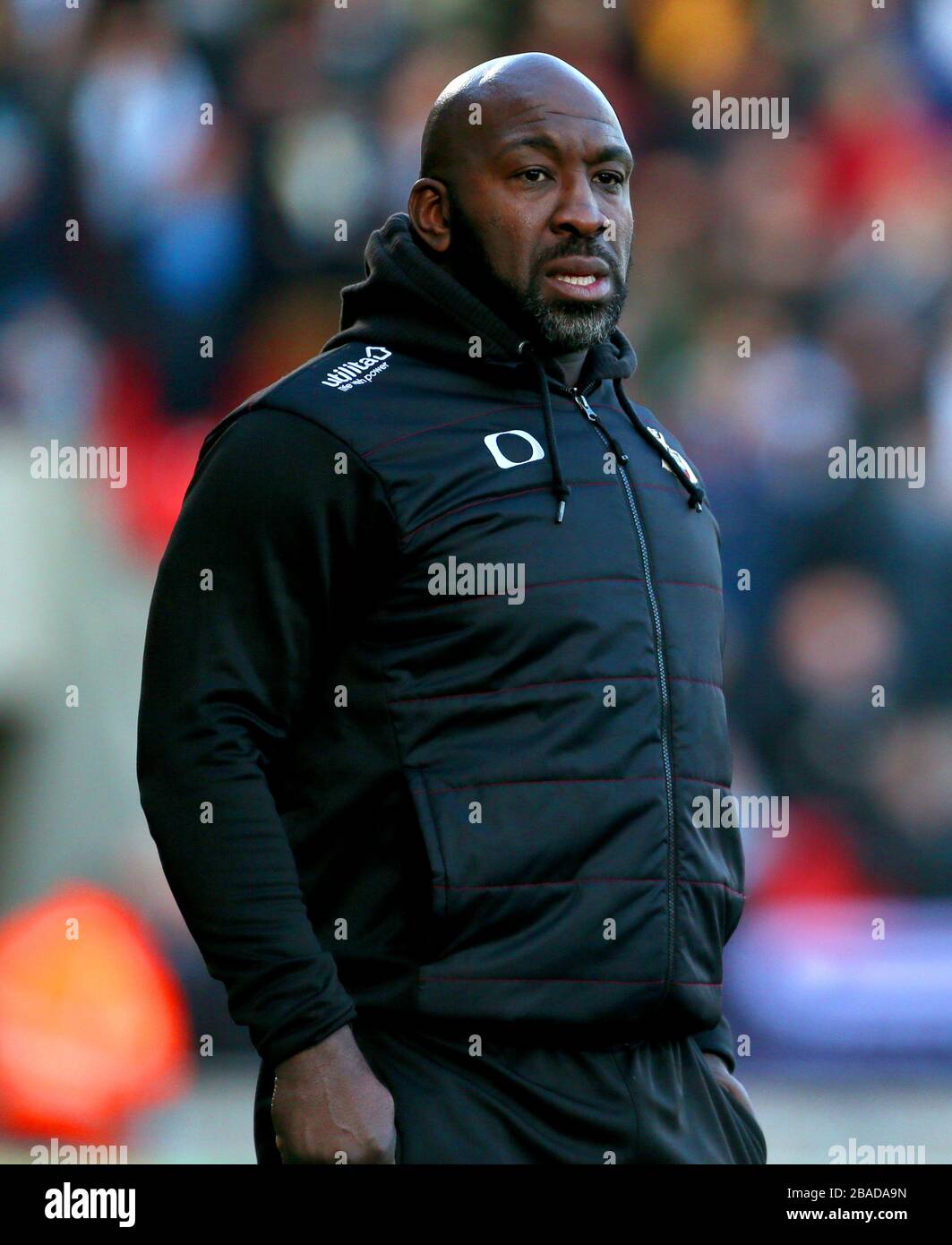 Doncaster Rovers Manager Darren Moore Watches The Match Action From The Touchline Stock Photo Alamy