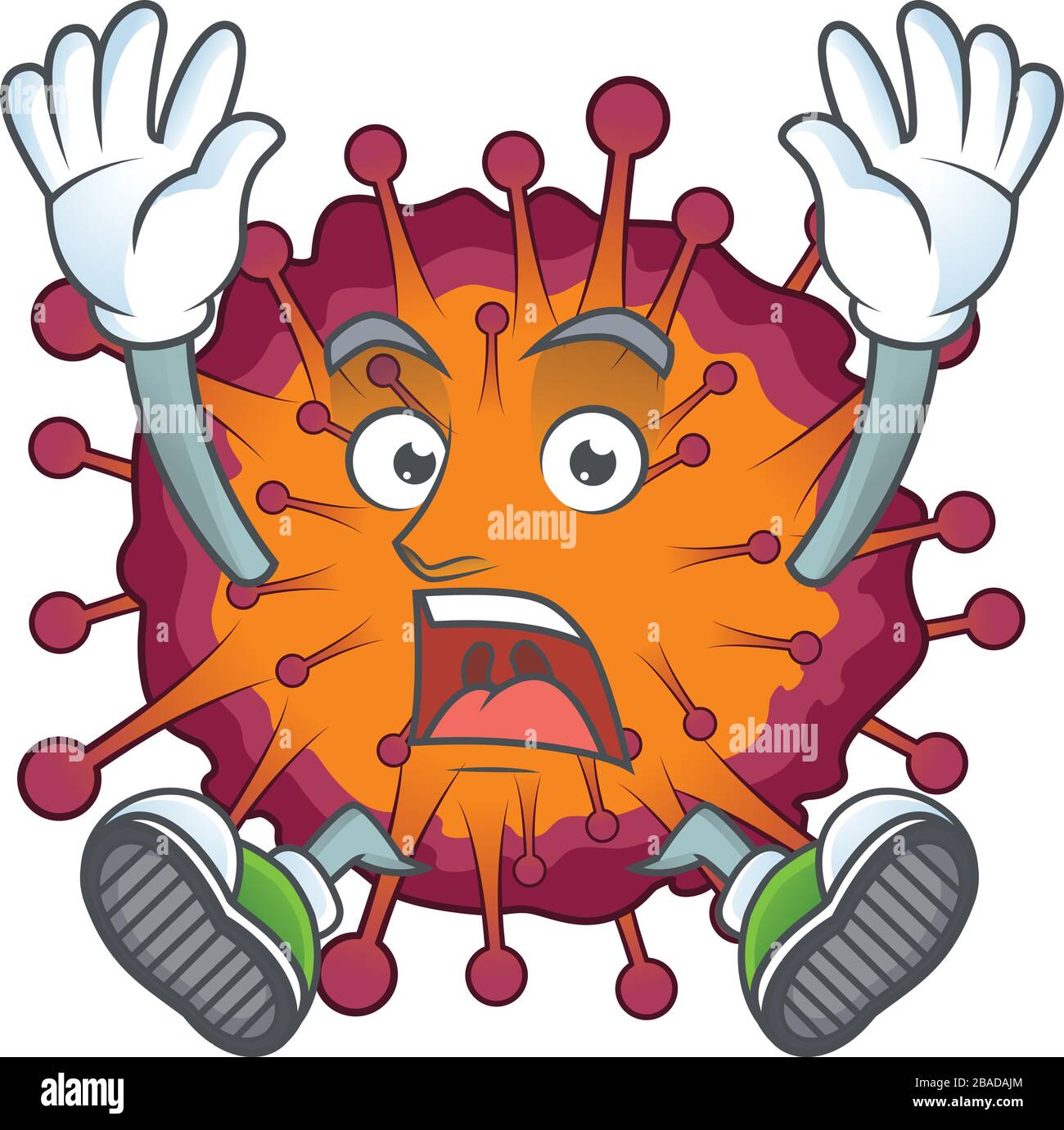 A stunning COVID19 syndrome cartoon character with happy face Stock Vector