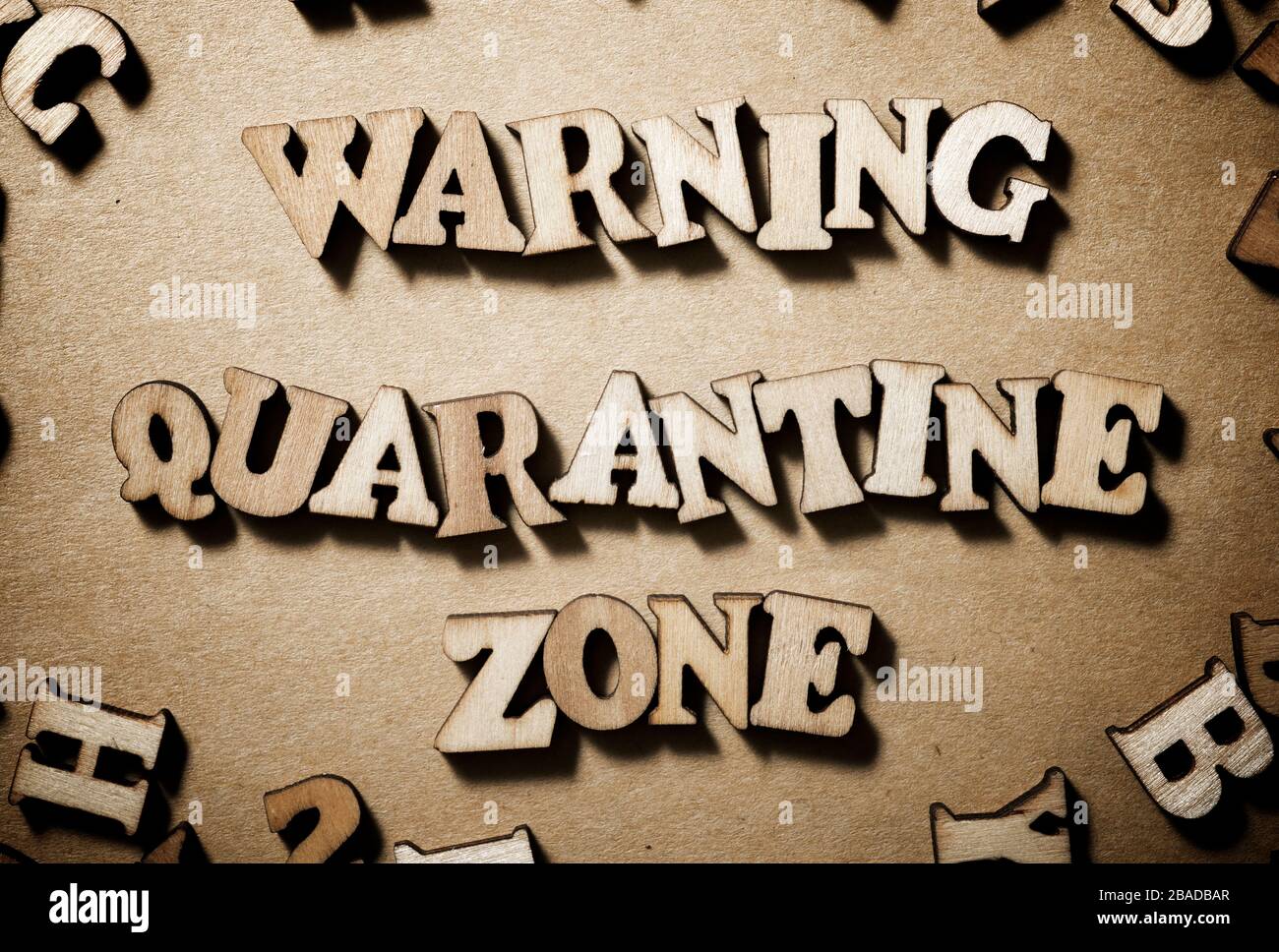Warning Quarantine Zone sentence on a brown paper Stock Photo Alamy