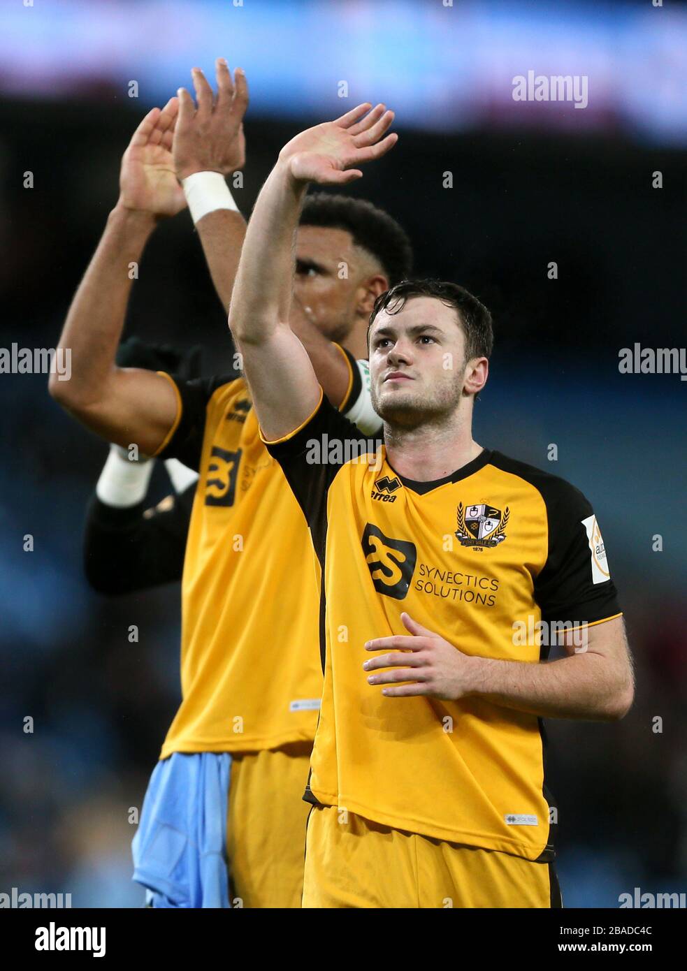 Port Vale's James Gibbons salutes the fans after the final whistle Stock Photo