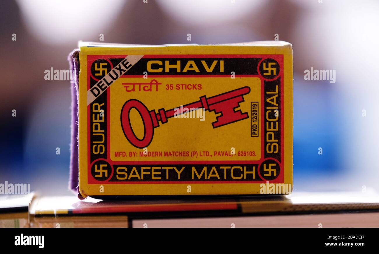 Boxes of Indian safety matches Stock Photo