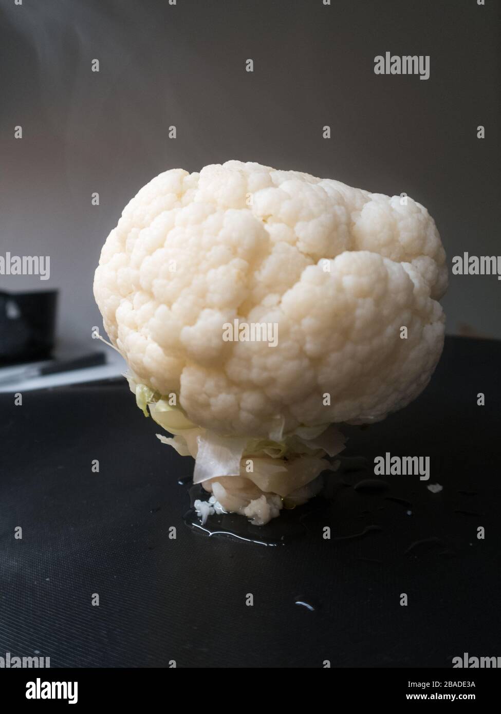 A close up a steamed cauliflower Stock Photo
