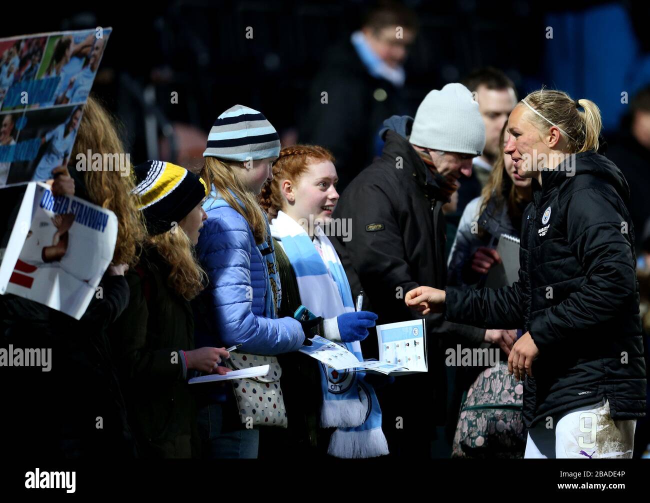 Manchester City Pauline Bremer with fans at full time Stock Photo