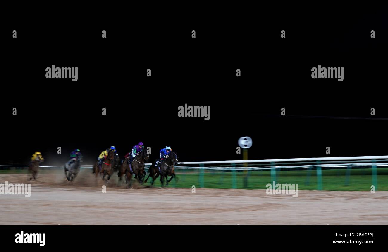 Runners during the #betyourway At Betway Handicap (Class 6) at Southwell Racecourse Stock Photo