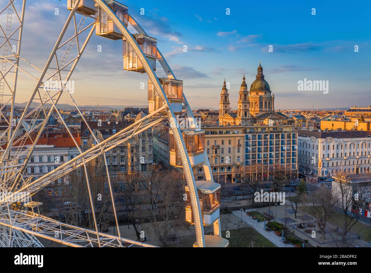 Budapest, Hungary - Aerial view of the ferris wheel at Elisabeth Square ...