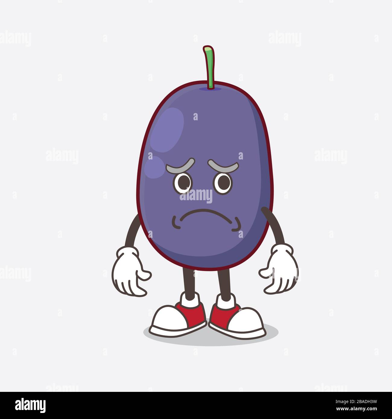 A picture of Java Plum cartoon mascot character having an afraid face ...