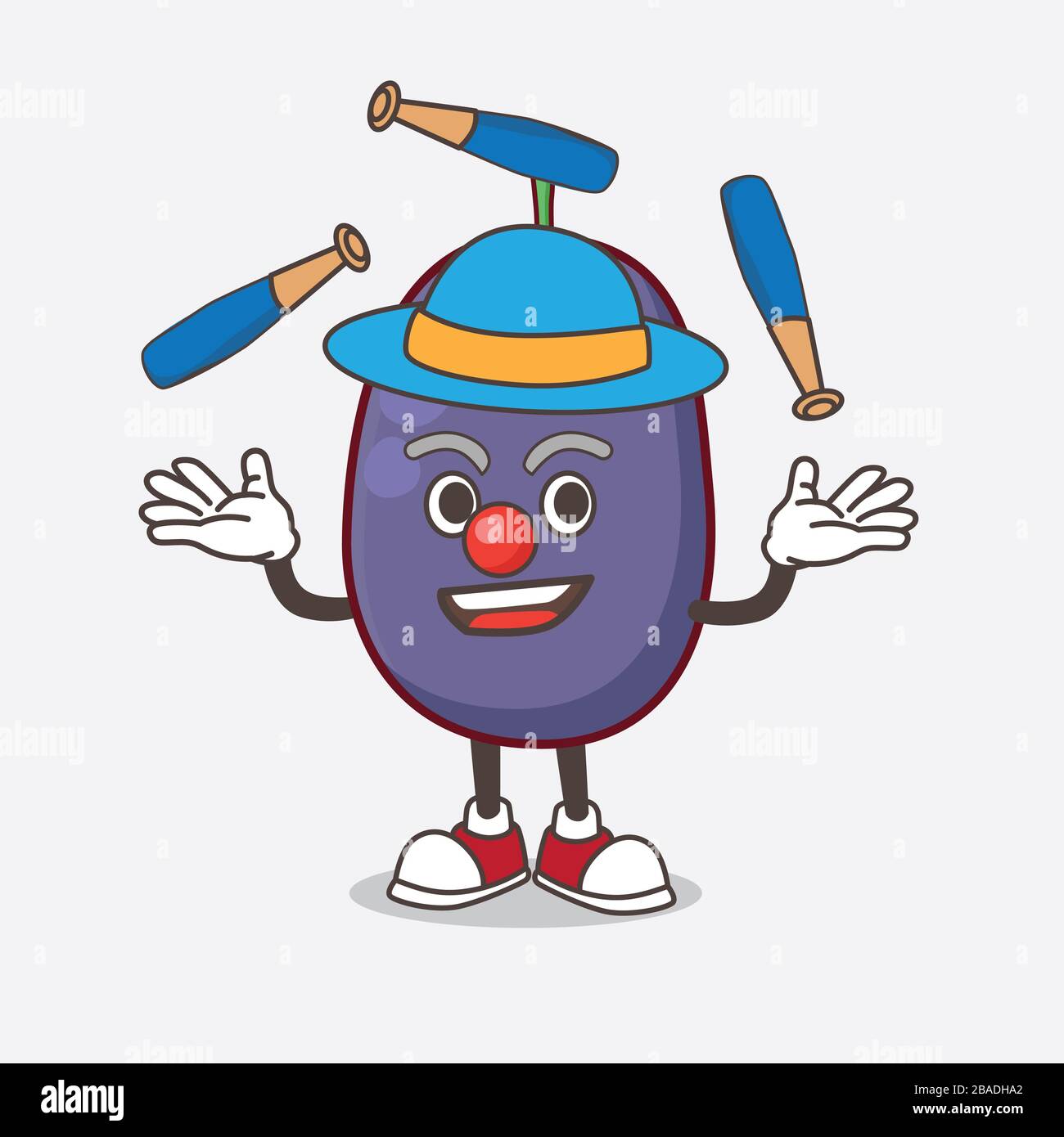 A picture of Java Plum cartoon mascot character play Juggling Stock ...