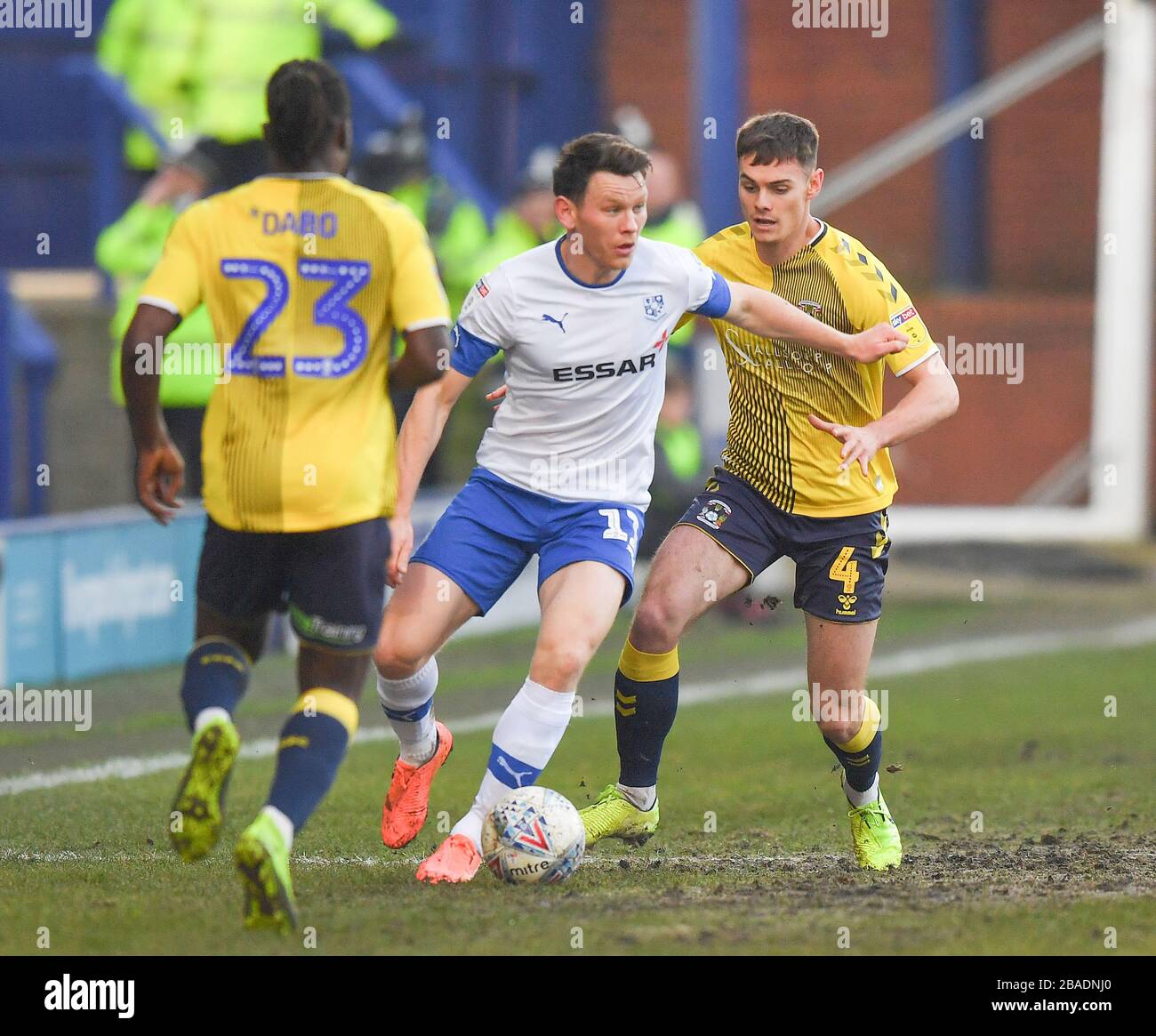 Coventry City's Michael Rose battles with Tranmere Rovers's Connor ...