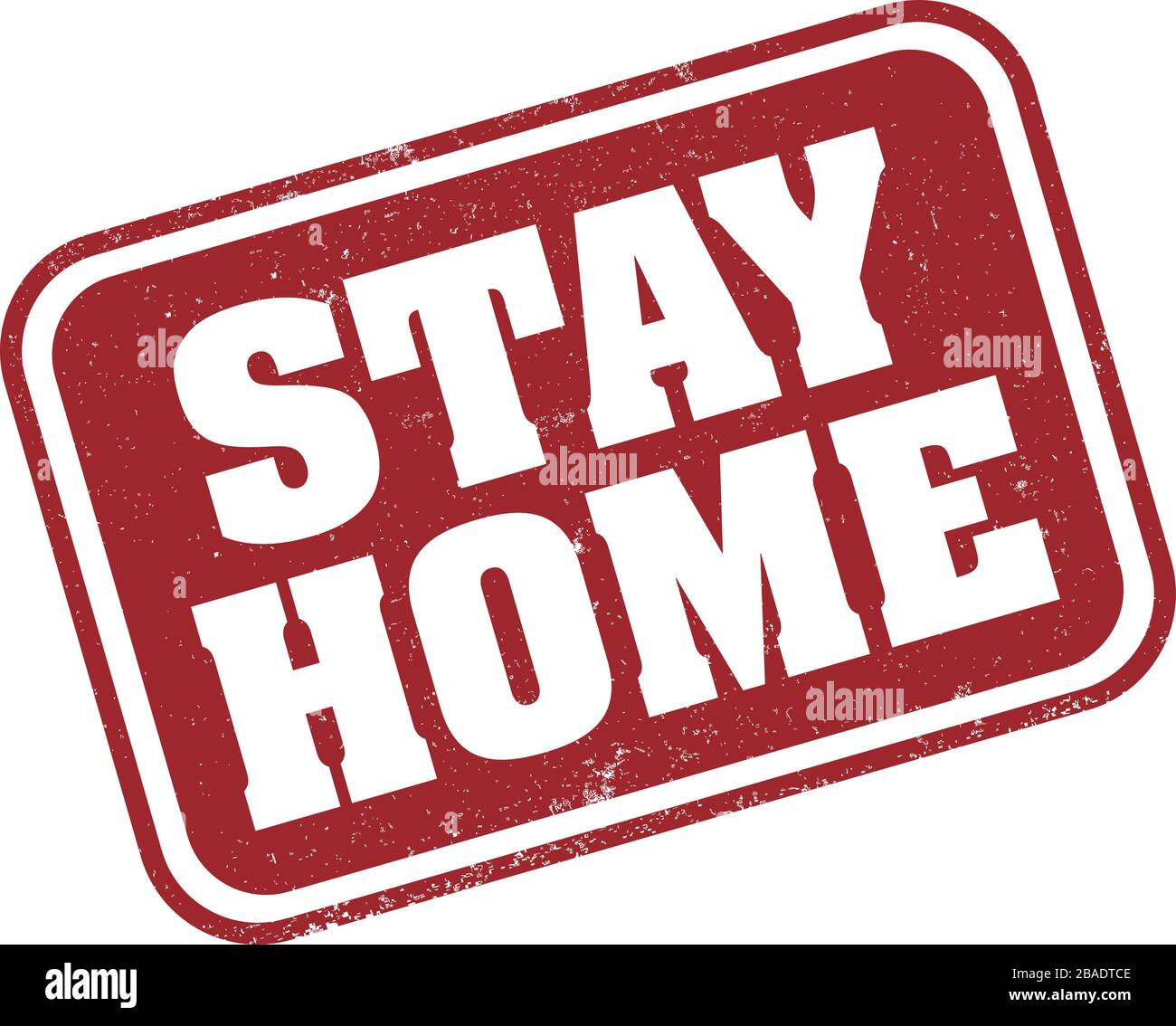 red grungy STAY HOME stamp, social distancing during coronavirus pandemic concept Stock Vector