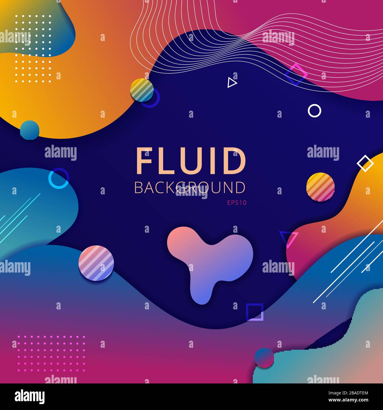 Abstract background fluid shape vibrant gradient color with geometric ...