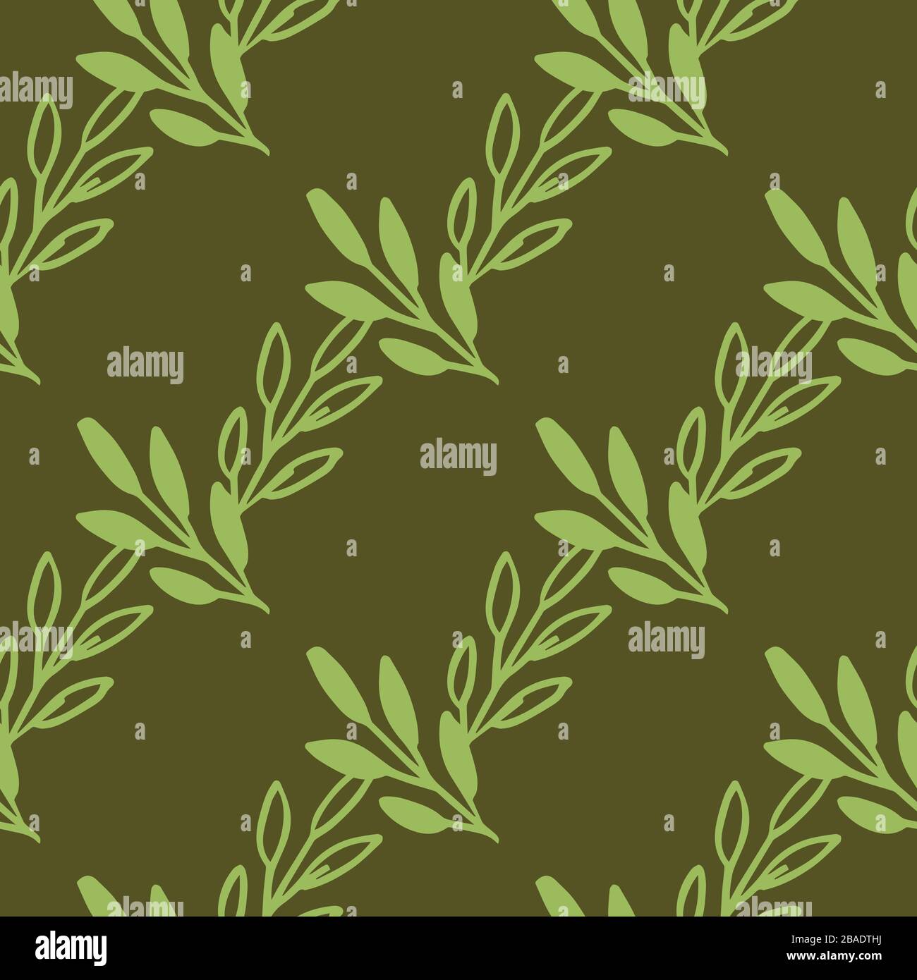 Vector Seamless pattern leaves green brown color , Botanical Floral ...