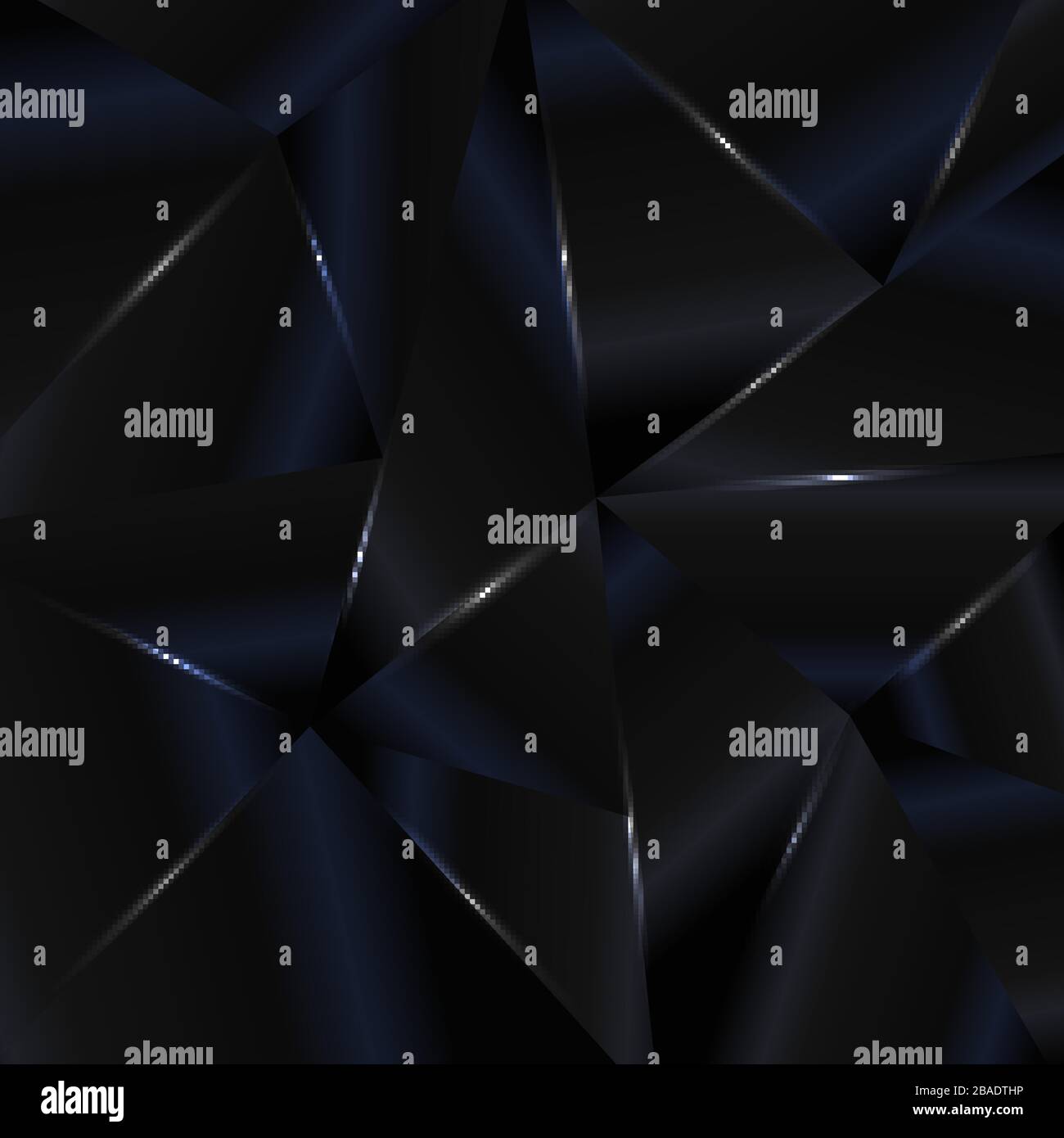 Abstract background black and blue low polygon shape with lighting. Geometric triangle pattern modern style. Vector illustration Stock Vector