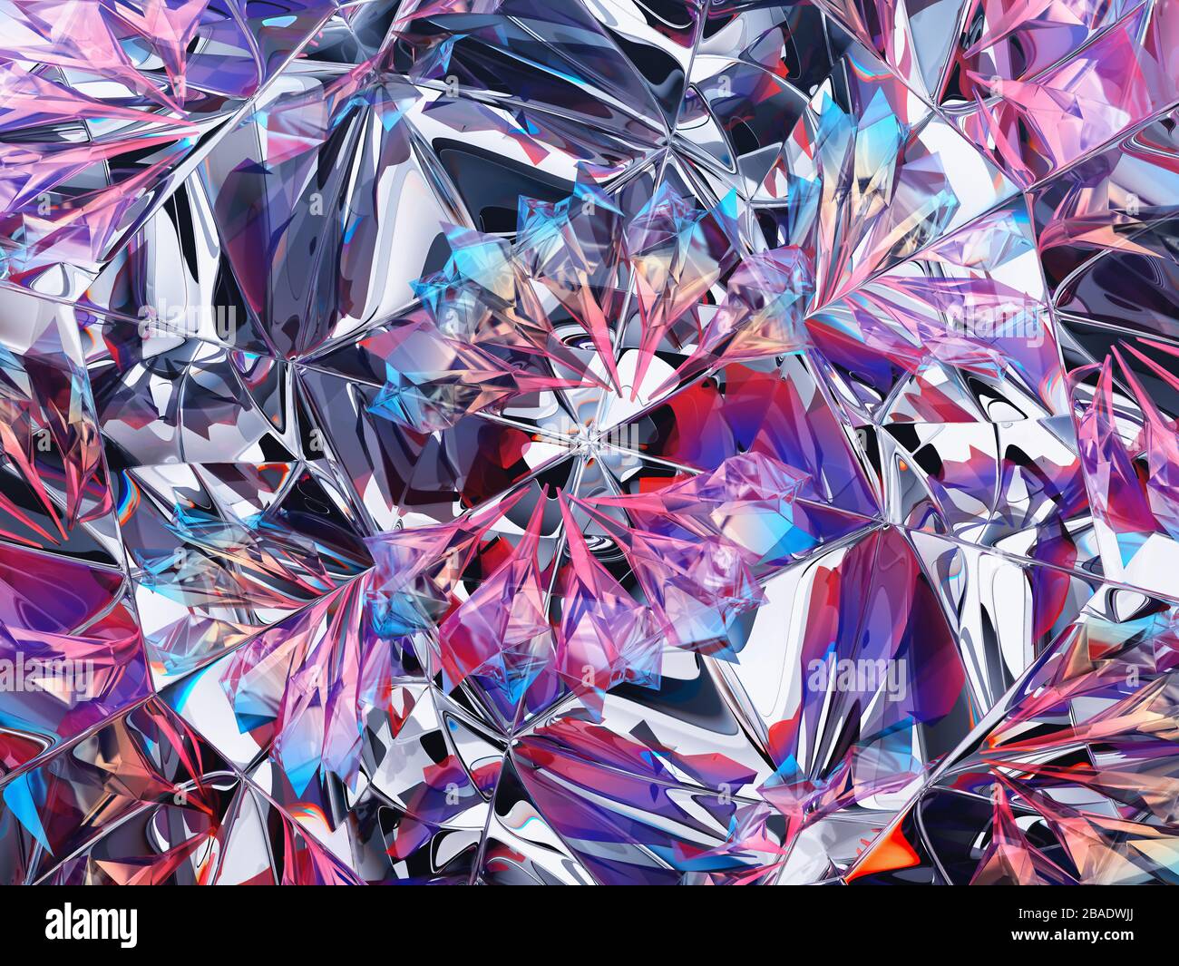 Gemstone Diamond Or Shiny Glass Texture Pattern Kaleidoscope Background 3d Render 3d 4849