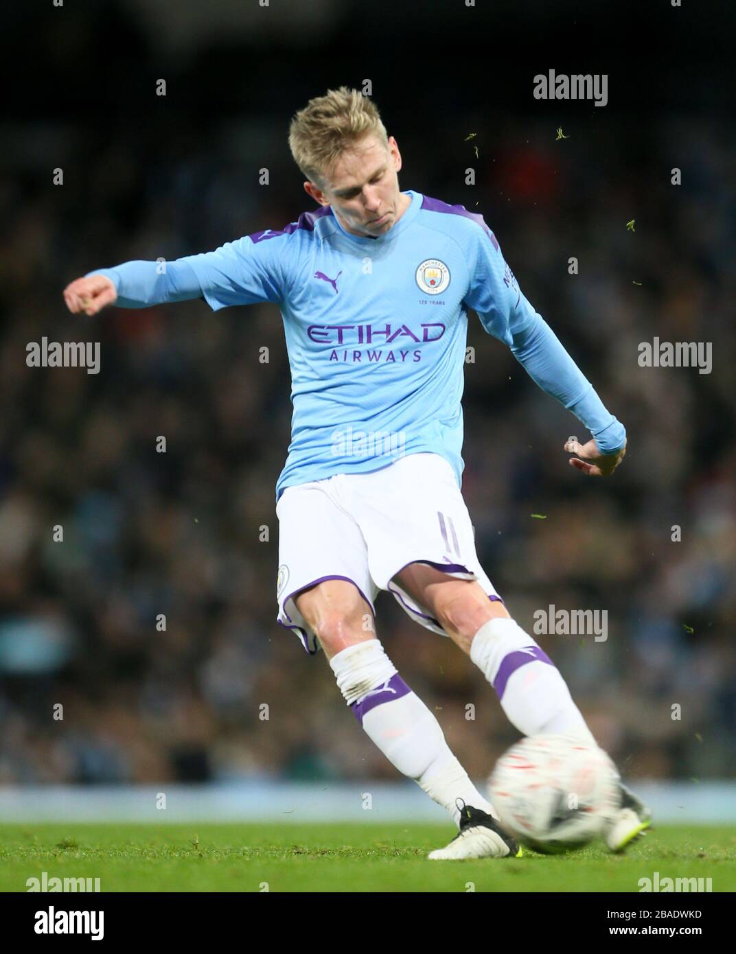 Manchester City's Oleksandr Zinchenko scores his side's first goal of the game Stock Photo