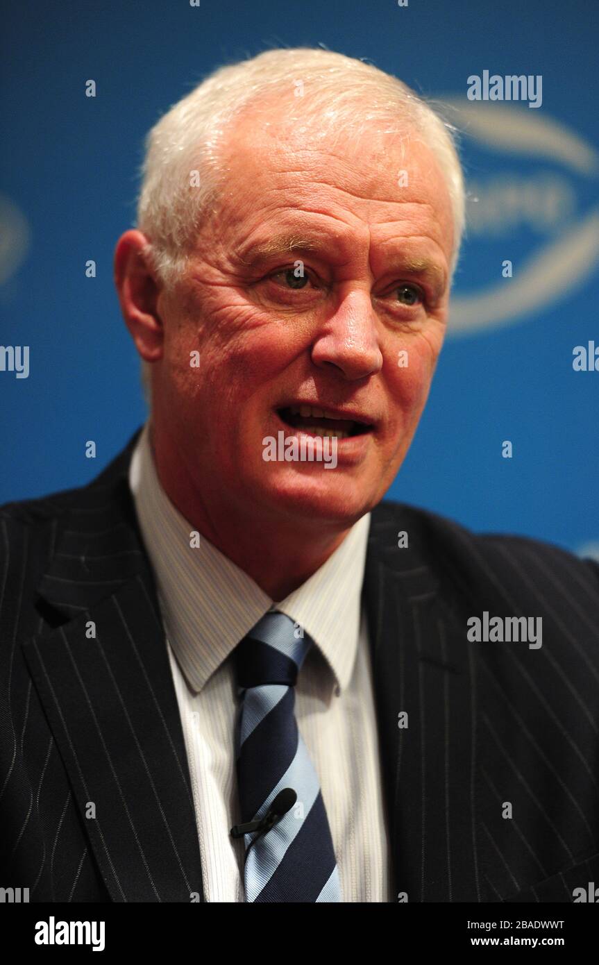 Chairman of Matchroom Sport Barry Hearn speaks on Day One of the Rugby Expo 2012 Stock Photo
