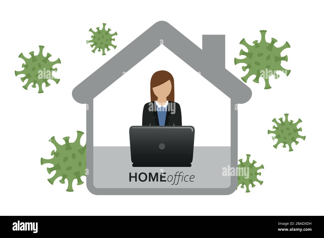 woman in home office quarantine virus info graphic vector illustration EPS10 Stock Vector