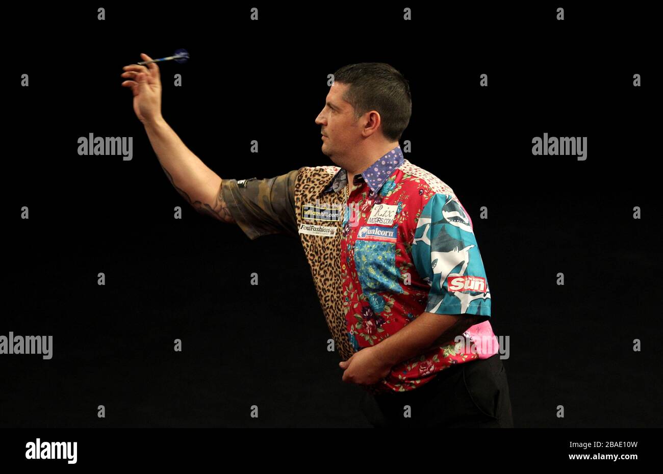 Gary Anderson in action against John Part (not in picture) Stock Photo
