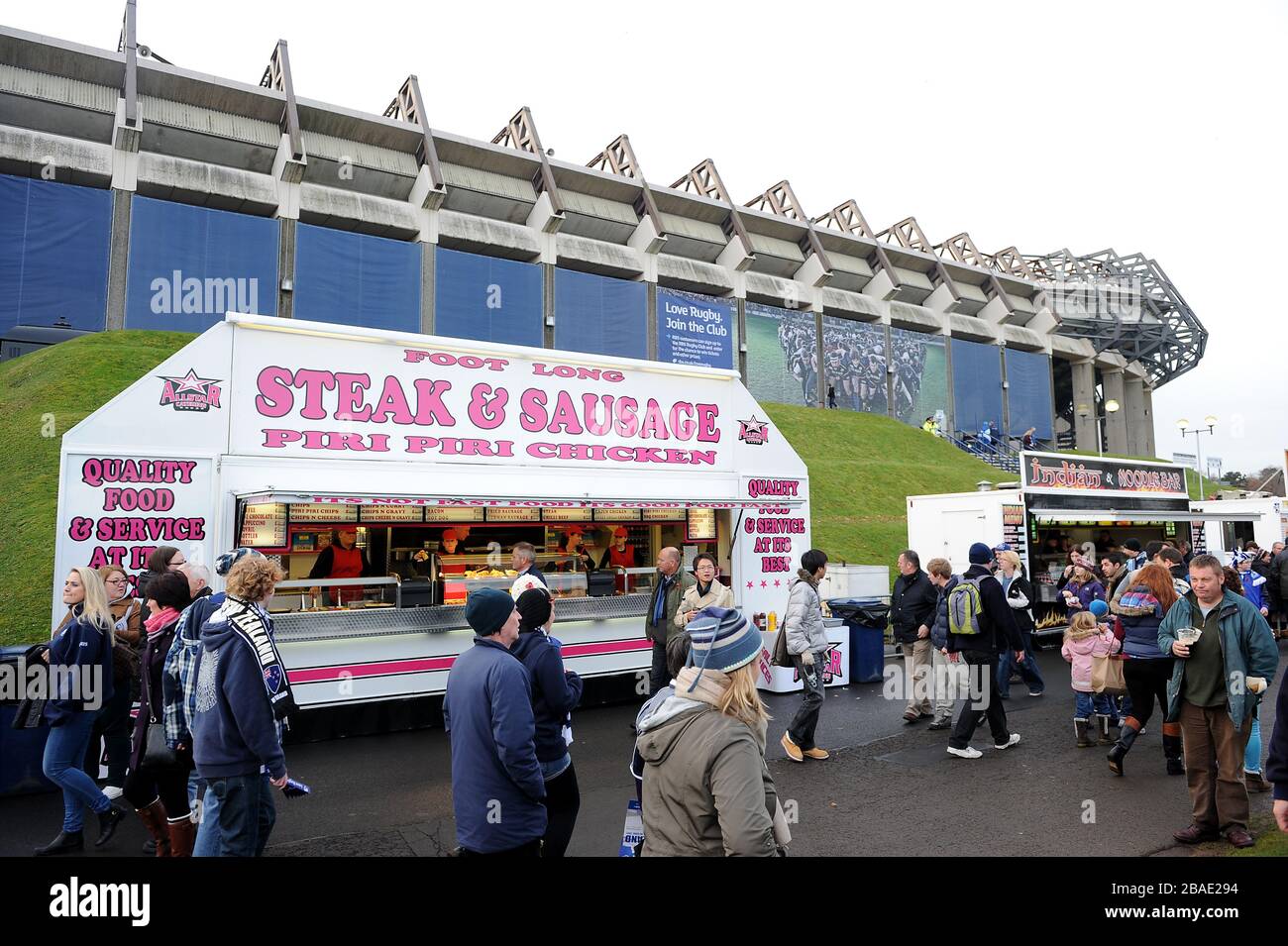Fans queue at the food stands at Murrayfield Stock Photo