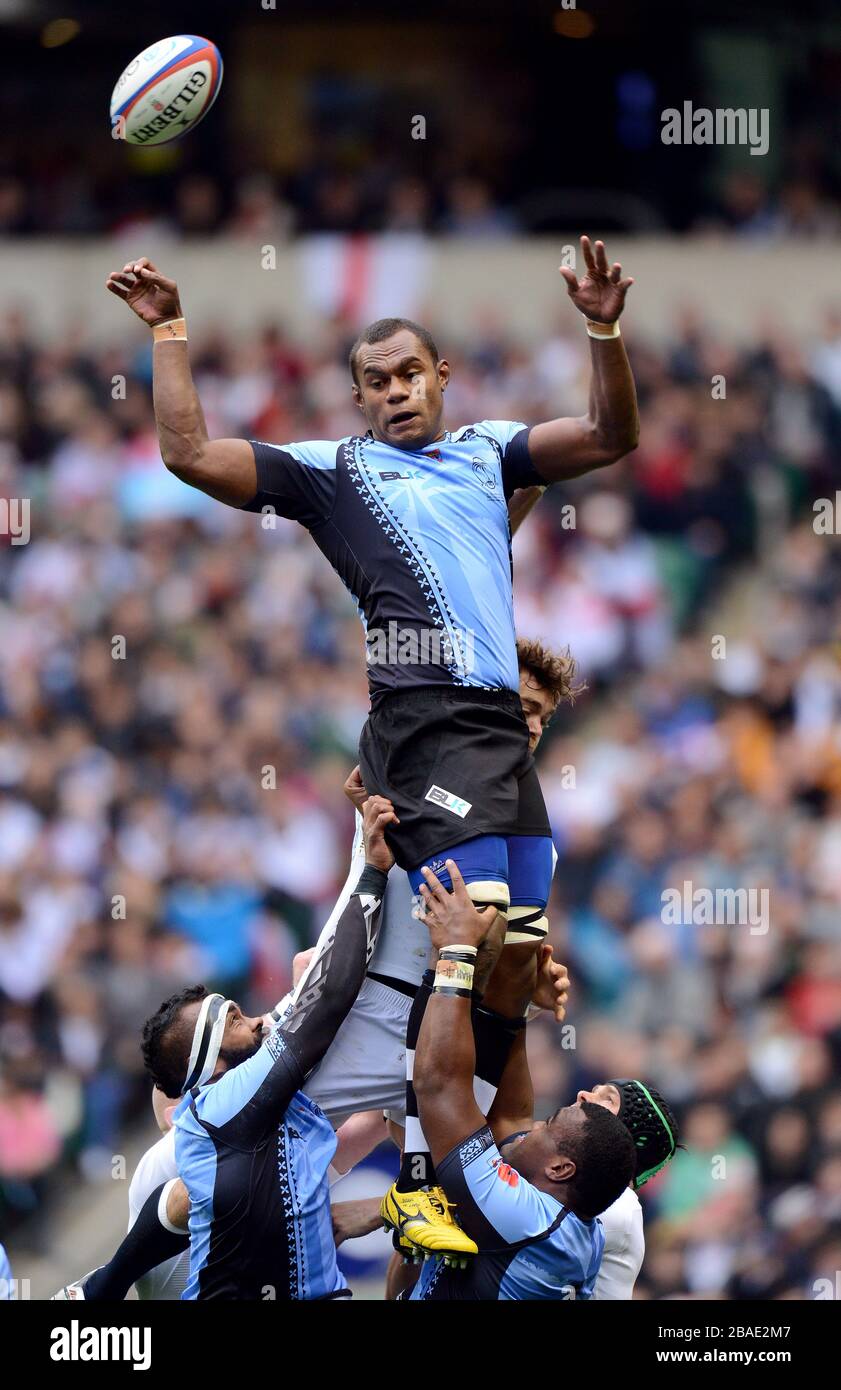 Fiji's Leone Nakarawa wins the line out ball Stock Photo