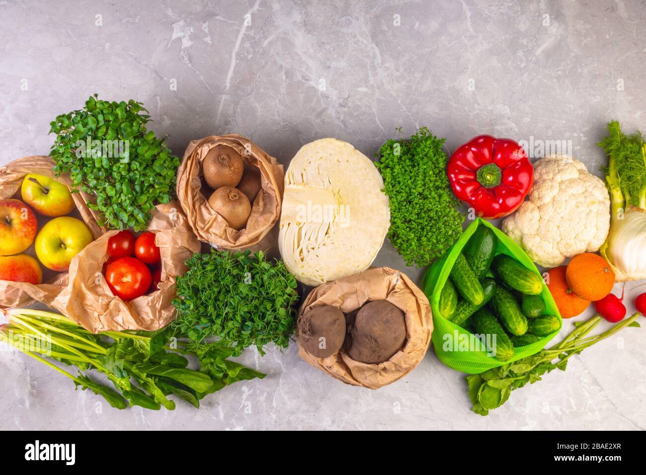 Clean Fresh Food Healthy food clean eating selection in eco zero waste bags, foods ...