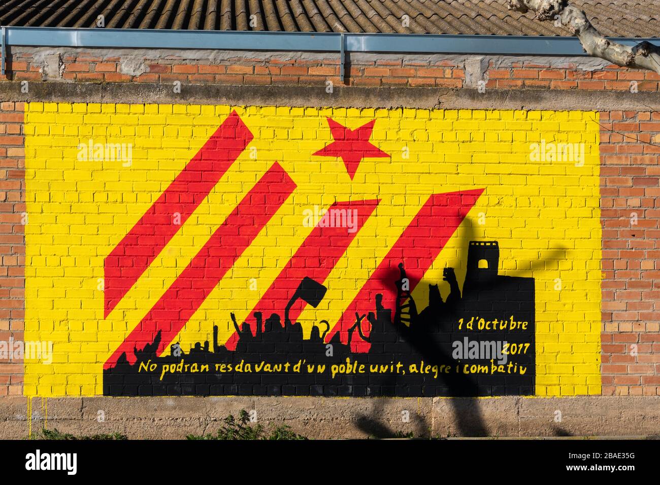 February 19, 2020 - Preixana. Graffiti promoting the separatism movement in Catalonia. Stock Photo