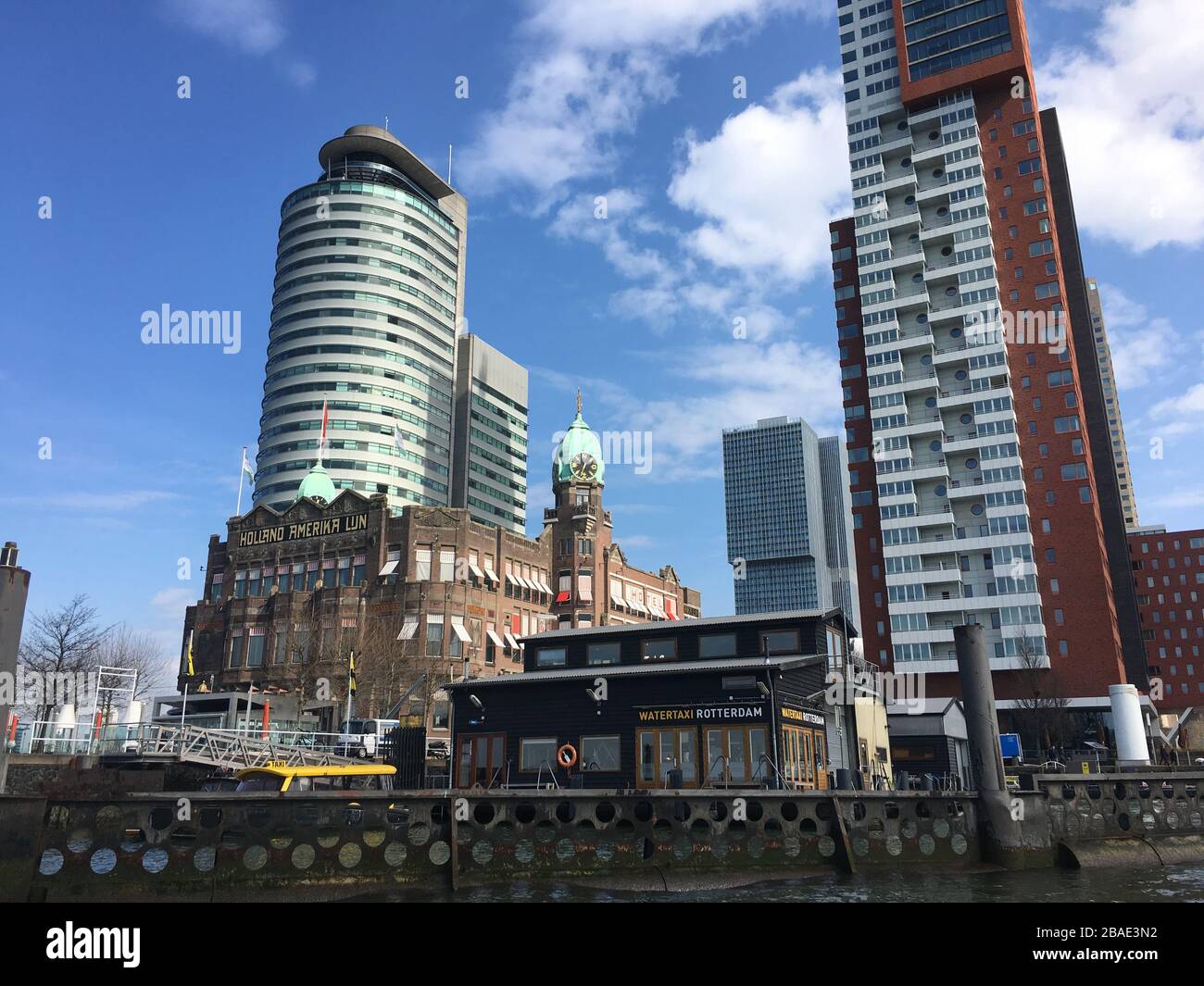 Rotterdam, Kop van Zuid, The NetherlandsMay 2019; low angle view of