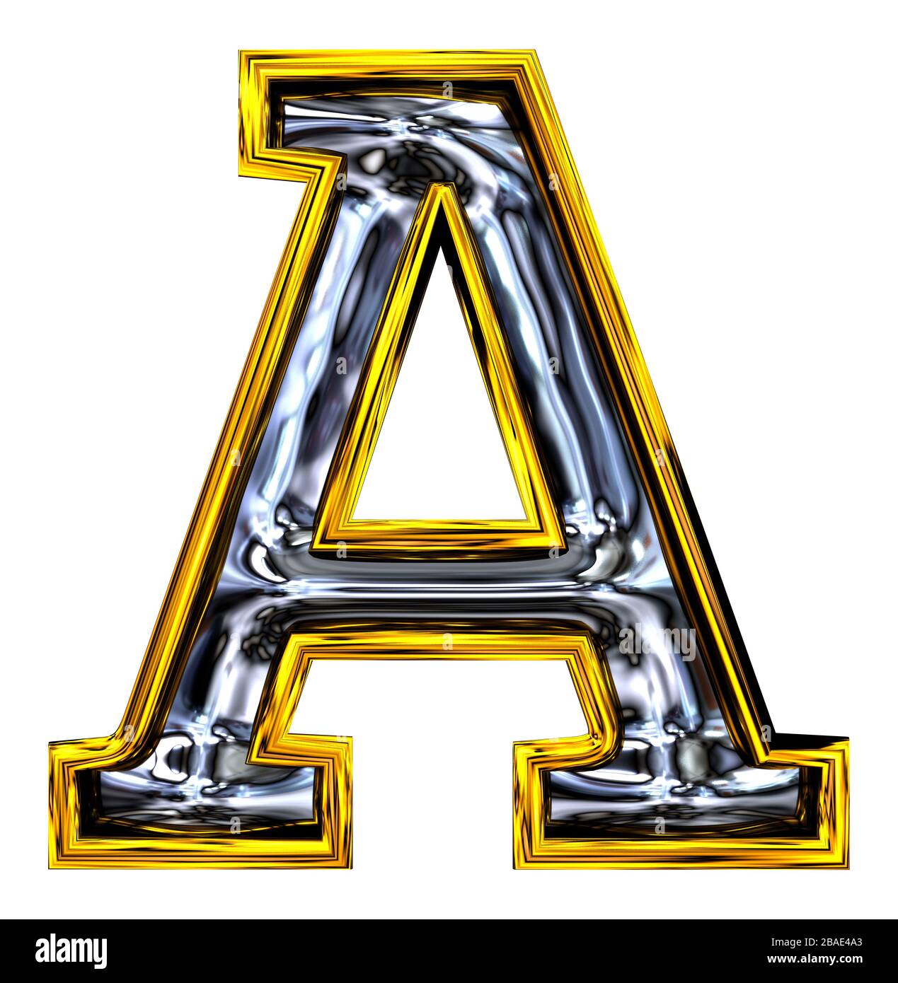 3D rendering. Uppercase Letter A. Embossed steel blend. Fresh high ...