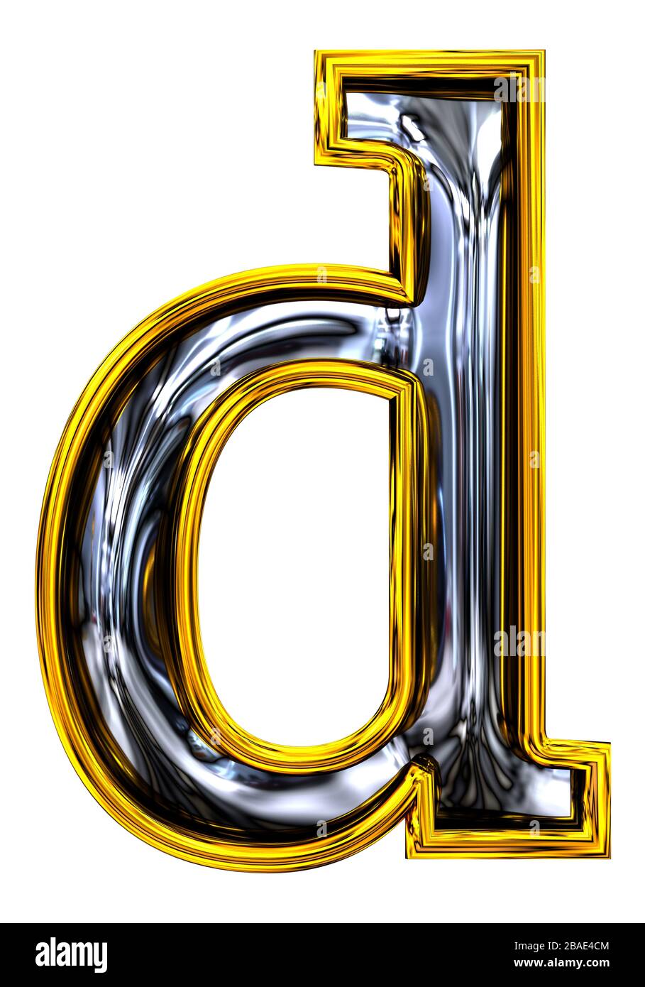 3D rendering. Lowercase Letter d. Embossed steel bright. Crisp high ...