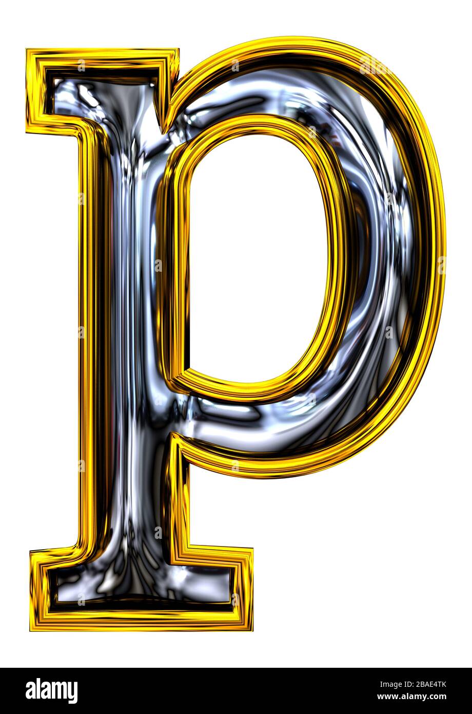 3D rendering. Lowercase Letter p. Pure high resolution ABC render ...