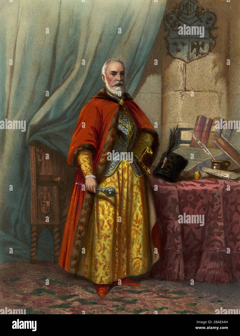 Color lithograph of Lew Sapieha. 19th century. By C. Schultz, 19th century. Lew Sapieha (1557 – 1633) was a nobleman and statesman of the Polish-Lithu Stock Photo