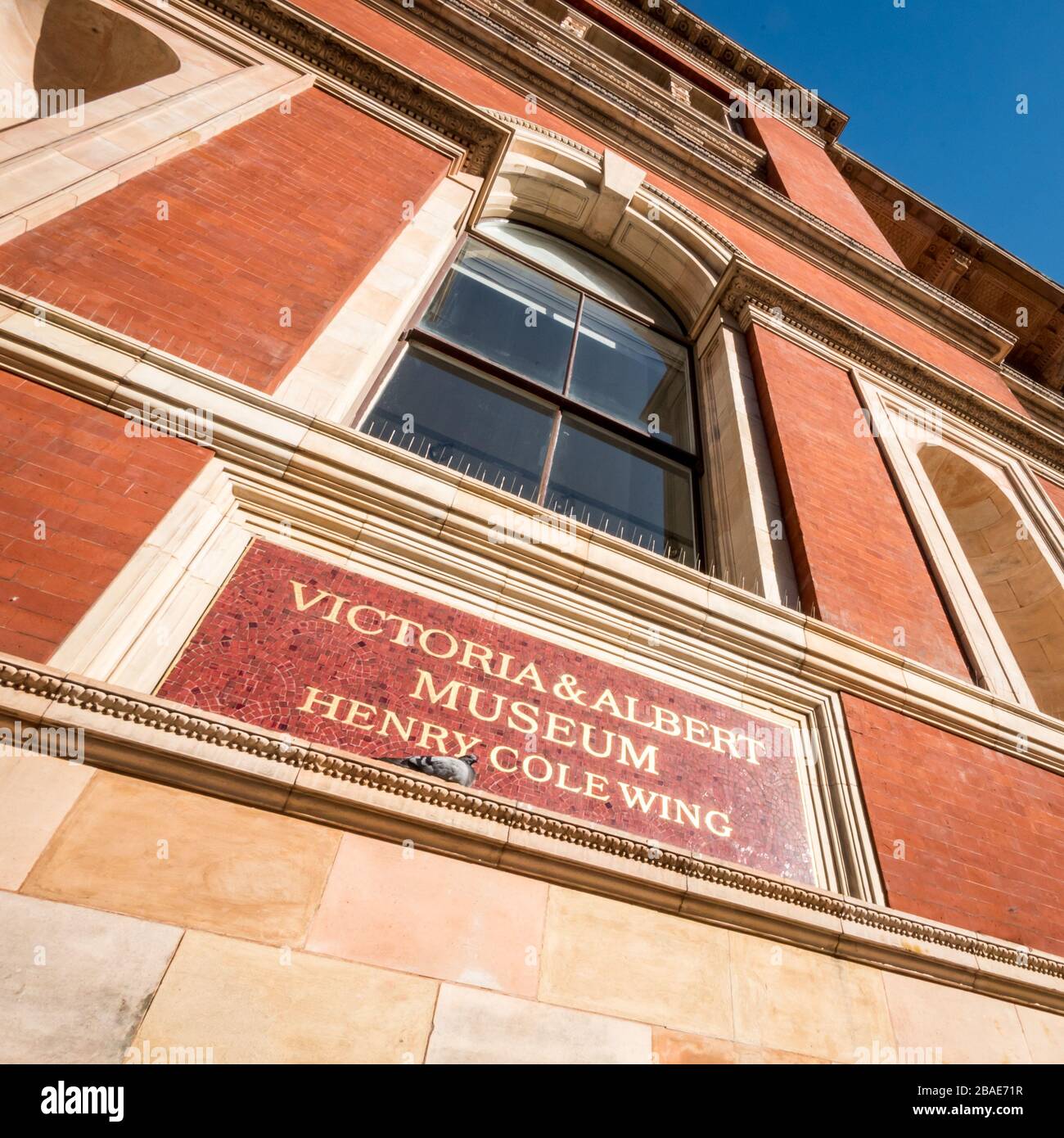 Henry Cole Wing, Victoria & Albert Museum, London. A sign on the side of the popular South Kensington museum in West London. Stock Photo