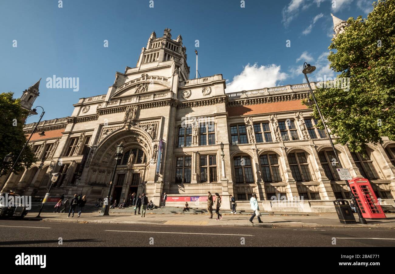 The Victoria and Albert Museum in South Kensington, London. The V&A contains the world's largest collection of decorative arts and design. Stock Photo