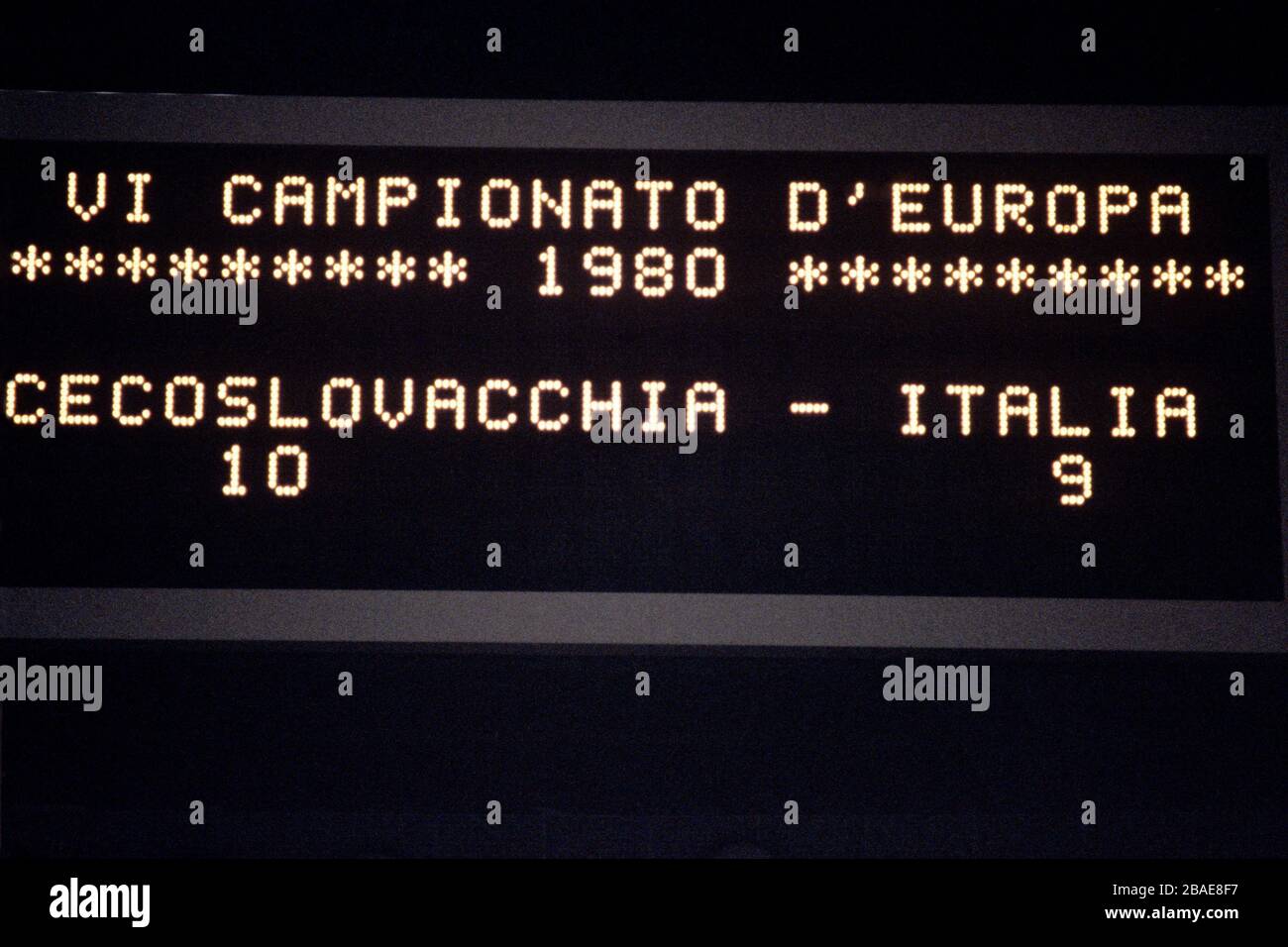 The scoreboard shows the final score after Czechoslovakia triumphed on penalties Stock Photo