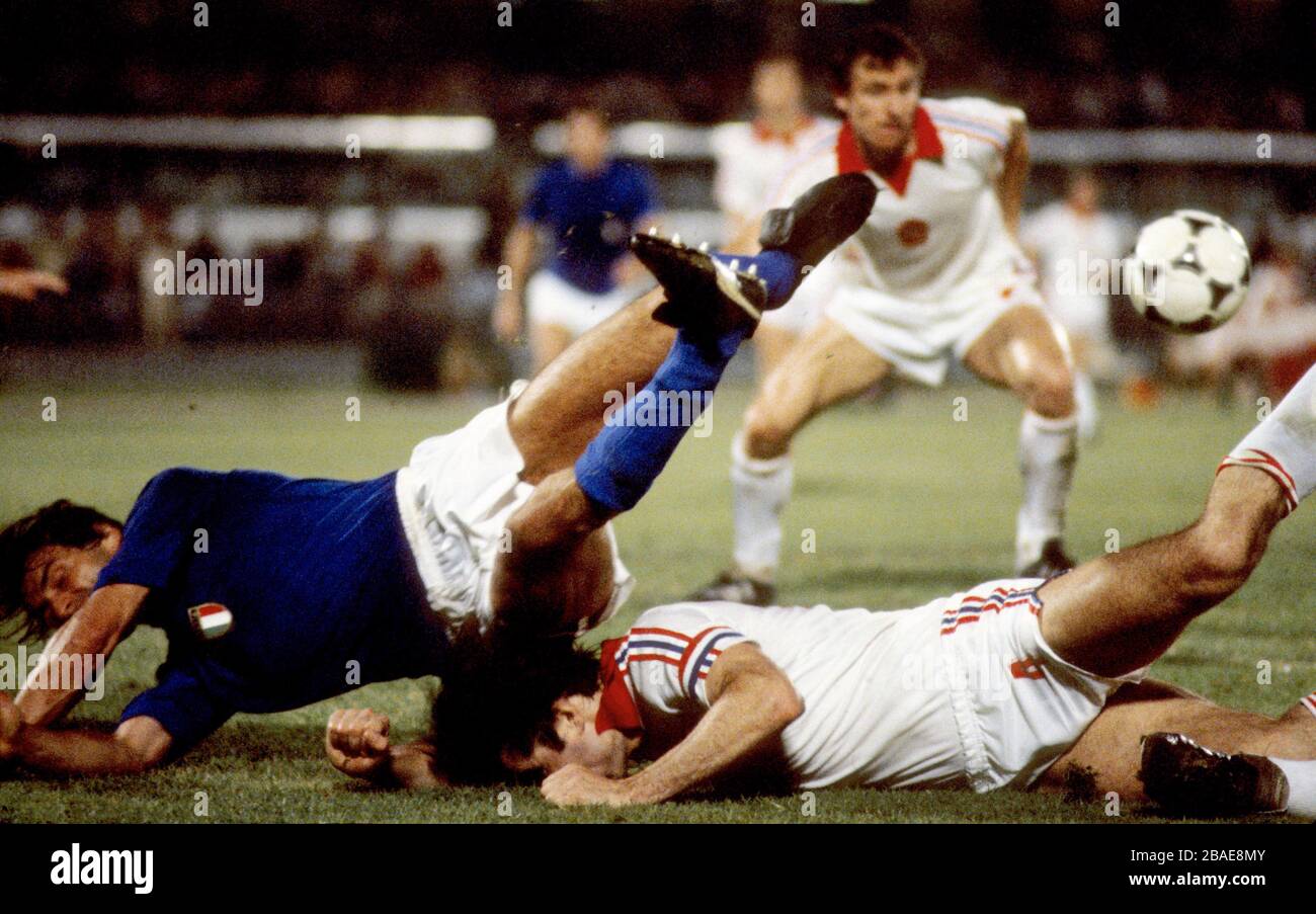 Action from Czechoslovakia v Italy Stock Photo