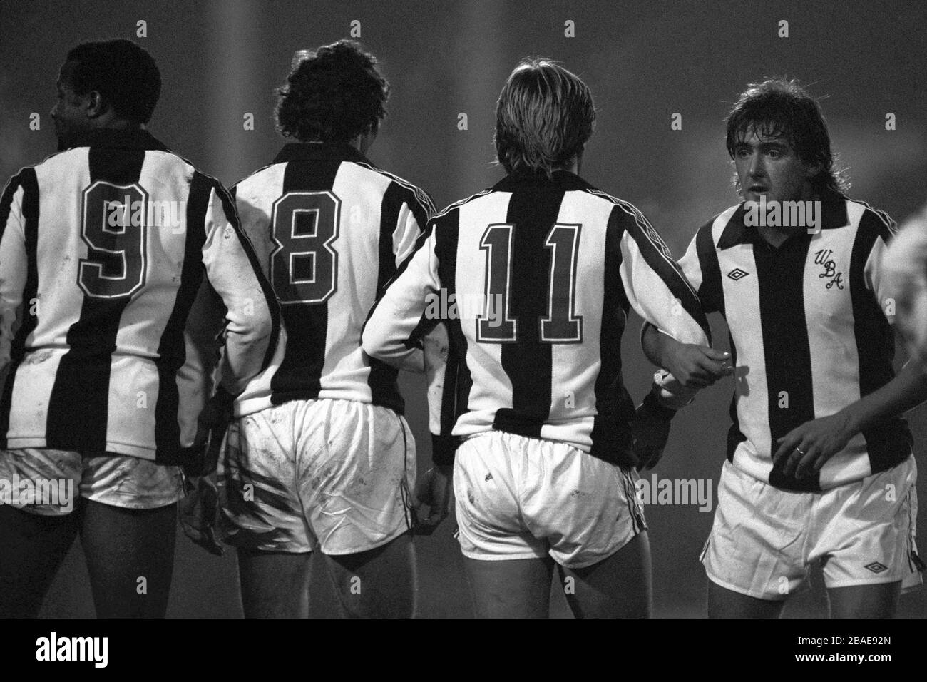 West Bromwich Albion players create a wall prior to an Aston Villa free-kick Stock Photo