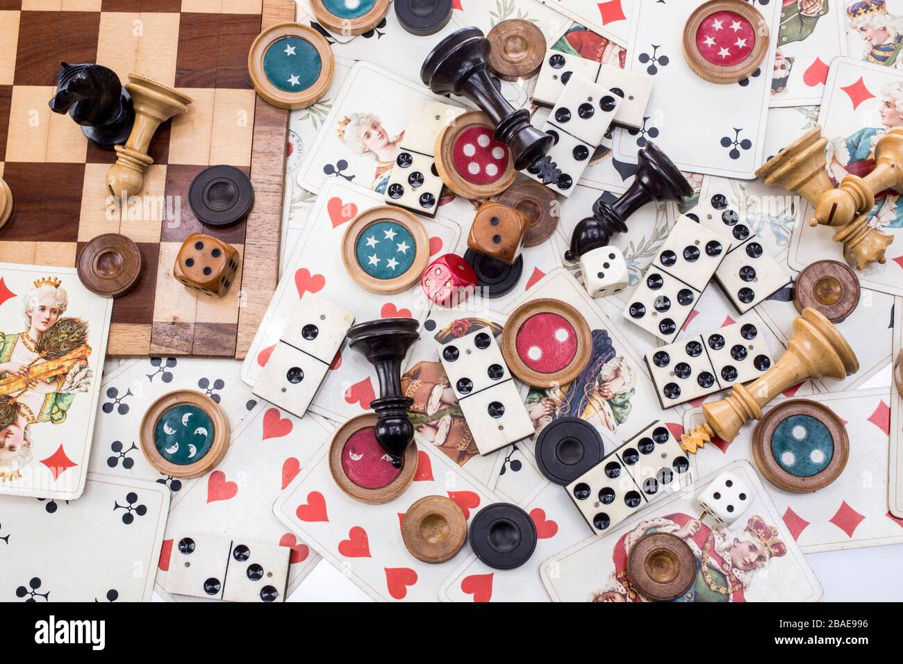 Antique board games background. Stock Photo