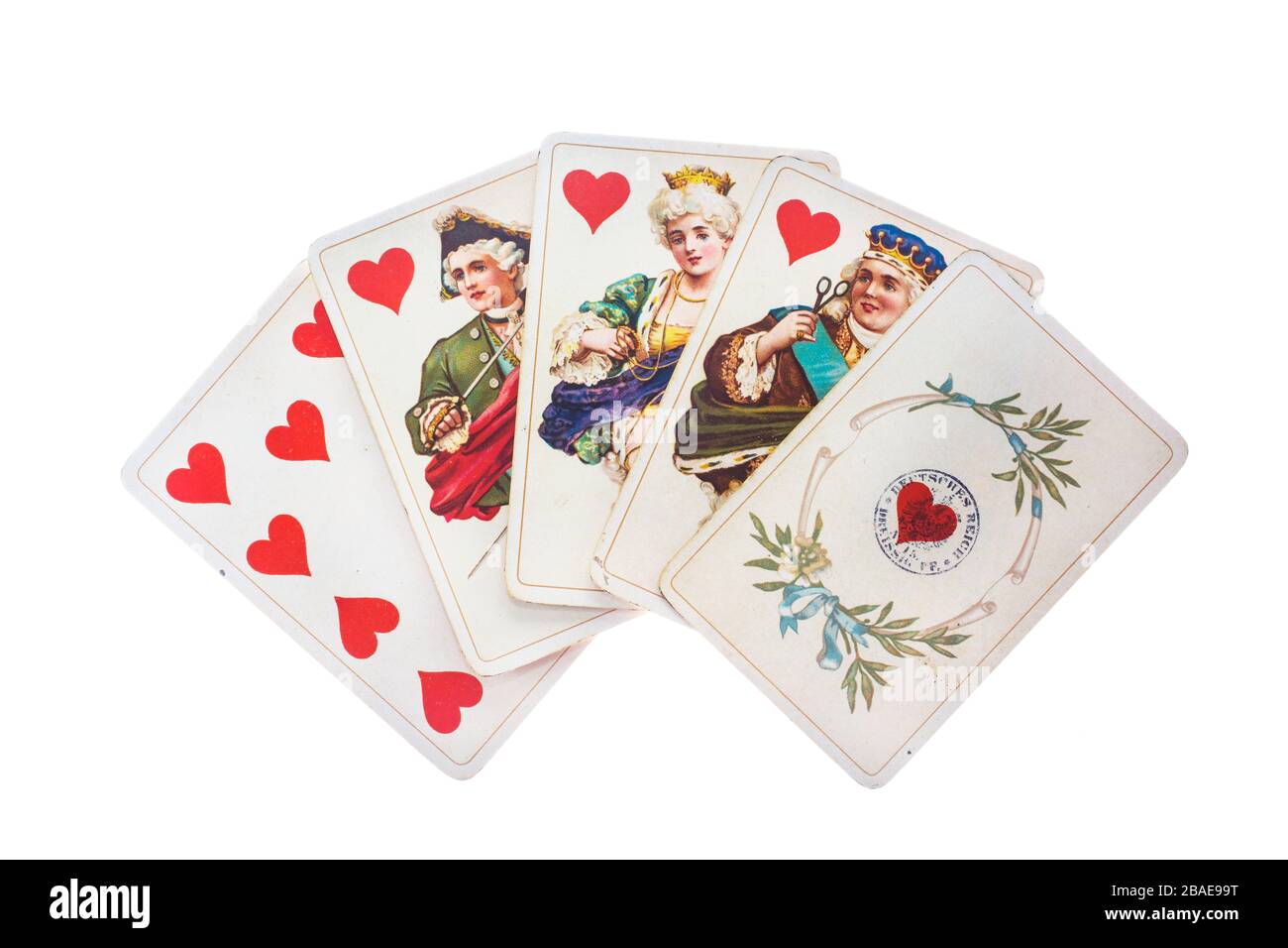 Antique playing cards background Stock Photo