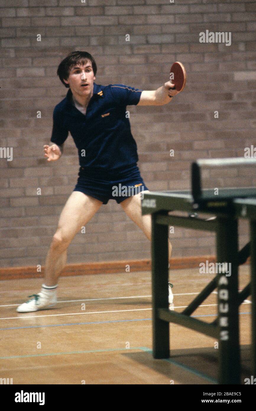 English table tennis player paul day in action circa 1980 hires stock