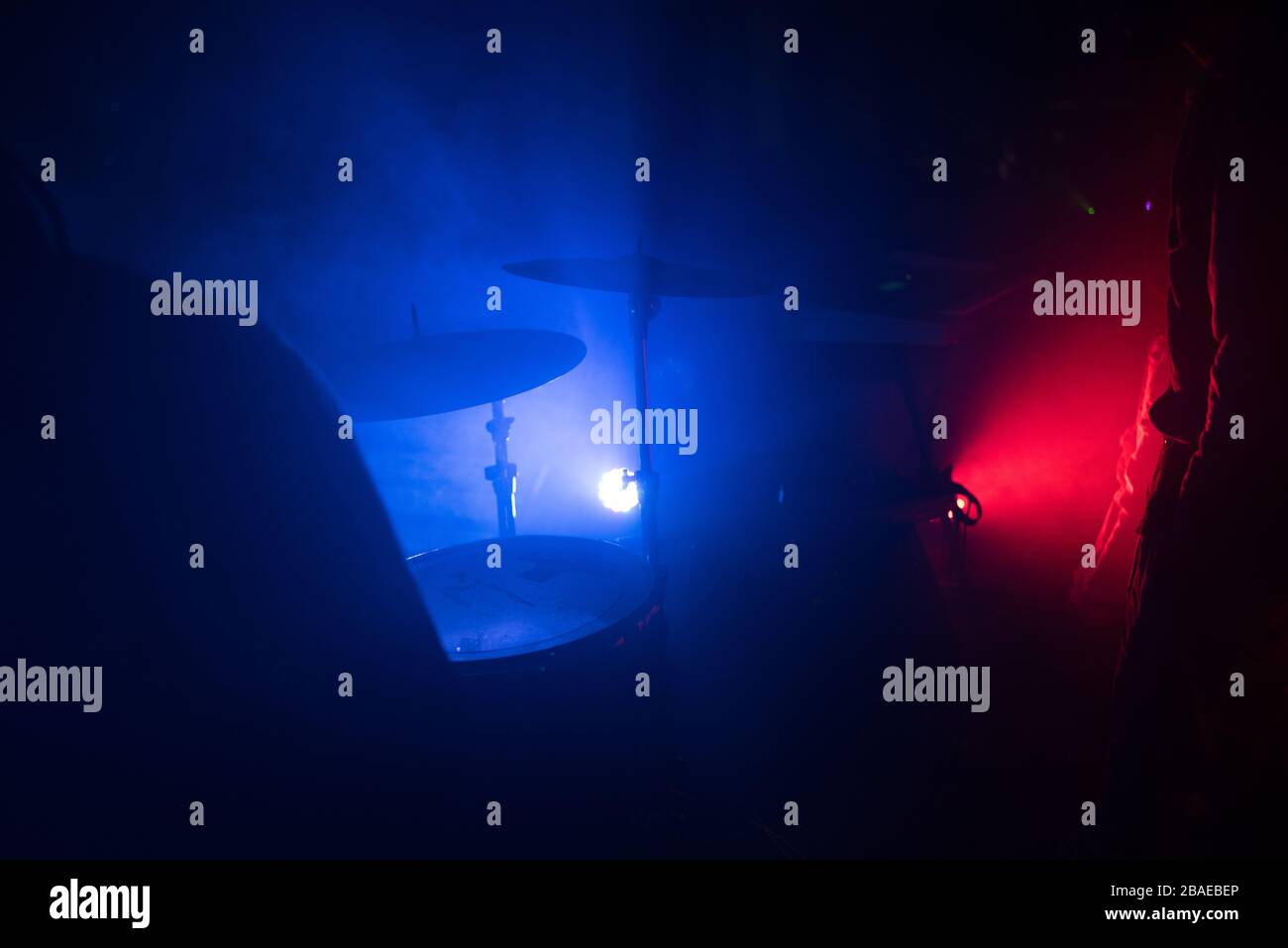 Colorful stage light shining on stage during live music show Stock Photo